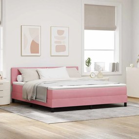 vidaXL Κρεβάτι με ελατήρια με στρώμα Ροζ 180 x 200 cm Βελούδο