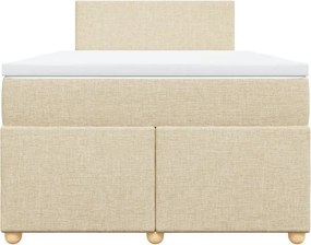vidaXL Κρεβάτι Boxspring με Στρώμα Κρεμ 120x200 εκ. Υφασμάτινο
