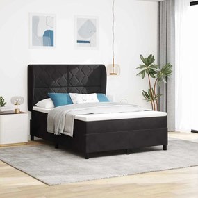 vidaXL Κρεβάτι με ελατήρια και στρώμα, Μαύρο 160 x 200 εκ., Βελούδο