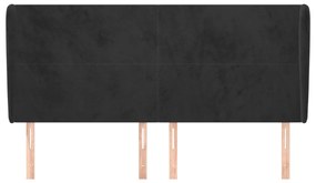Κεφαλάρι με Πτερύγια Μαύρο 203x23x118/128 εκ. Βελούδινο 3117744