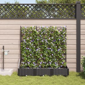 vidaXL Γλάστρες Κήπου 1 τεμ Καφασωτό Μαύρο 120 x 40 x 126 cm Πλαστικό