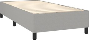 vidaXL Κρεβάτι Boxspring με Στρώμα &amp; LED Αν.Γκρι 90x190 εκ. Υφασμάτινο
