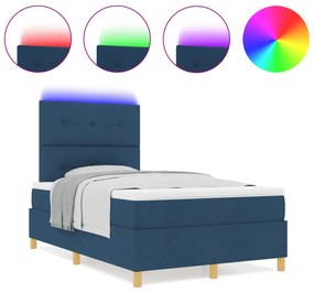 vidaXL Κρεβάτι με Στρατώνα και Στρώμα & LED Μπλε 120x200 εκ. Ύφασμα