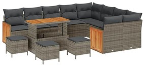 vidaXL Σετ Καναπέ Κήπου με μαξιλάρι 13 pcs Γκρι 110 x 55 x 71 εκ