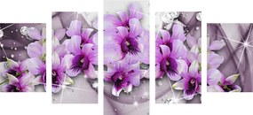 5 μέρη εικόνα λουλούδια σε αφηρημένο φόντο - 200x100