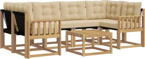 vidaXL Σειρά Καναπέ Εξωτερικού με μαξιλάρι 7 pcs Λευκό και Μπεζ
