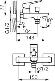 Ferro Vitto Verdeline BVI1VL - Μπαταρία λουτρού χρωμέ