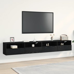 vidaXL Ντουλάπια Τηλεόρασης 2 τεμ Μαύρο Δρυς 100x30x30 cm Επεξεργασμένο Ξύλο