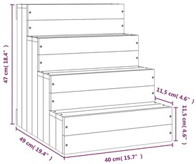 vidaXL Σκάλα Κατοικίδιου Λευκή 40 x 49 x 47 εκ. από Μασίφ Ξύλο Πεύκου
