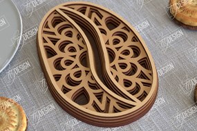 Σετ των 2 Intra απο ξύλο plywood 3mm-4mm πάχος - Καφέ Mandala | 3D πρότυπο |Φλιτζάνι καφέ Δίασταση 30x30 cm INTRAFABR-100926167