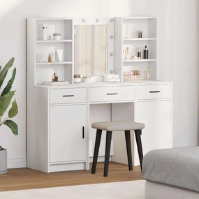 vidaXL Σετ Τραπέζι Ντυσίματος με LED 3 pcs Λευκό Επεξεργασμένο ξύλο