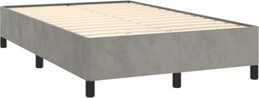 vidaXL Κρεβάτι Boxspring με Στρώμα &amp; LED Αν.Γκρι 120x190εκ. Βελούδινο