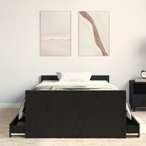 vidaXL Κρεβάτι χωρίς Στρώμα Μαύρο Δρυς 90x200 εκ Επεξεργασμένο Ξύλο