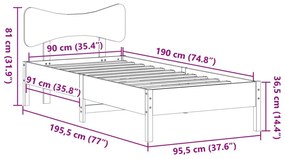 Σκελετός Κρεβατιού Χωρίς Στρώμα 90x190 εκ Μασίφ Ξύλο Πεύκου - Καφέ