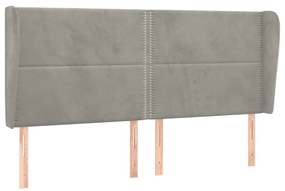 Κεφαλάρι με Πτερύγια Ανοιχτό Γκρι 183x23x118/128 εκ. Βελούδινο 3117876