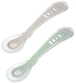 Béaba Κουτάλια σιλικόνης 2 stage (2 τεμ) velvet grey/sage green