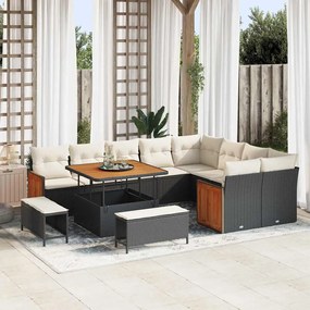 vidaXL Σετ Καναπέ Κήπου 12 pcs Μαύρο, Κρέμα 100 x 100 x 71 cm