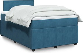 VidaXL Κρεβάτι Boxspring με Στρώμα Μπλε 120x190 εκ. Βελούδινο