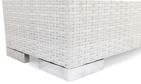 Τραπεζάκι εξωτερικού χώρου Comfort Garden 1379, 32x38x90cm, Άσπρο, Επεξεργασμένο γυαλί, Πλαστικό ψάθινο