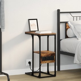 vidaXL Κομοδίνο Καπνιστή δρυς 41.5 x 26 x 60.5 εκ Επεξεργασμένο ξύλο