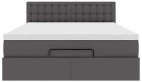 Οθωμανικό κρεβάτι με στρώμα Γκρι 140x200cm Faux Leather 3311311