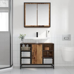 vidaXL Σετ Επίπλων Μπάνιου με ράφι 2 pcs Παλιό Ξύλο Επεξεργασμένο ξύλο