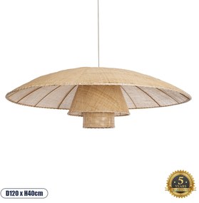 02140 GloboStar® GLOBOSTAR® ZORA 02140 Boho Κρεμαστό Φωτιστικό Οροφής με Ντουί 1 x E27 AC 220-240V IP20 - Μπεζ - Μ120 x Π120 x Υ40cm