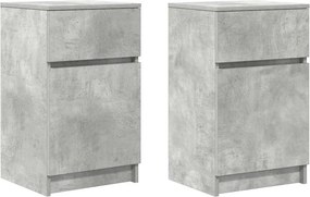 vidaXL Κομοδίνα 2 τεμ. Γκρι Σκυροδέμ. 39x35x65 εκ. από Επεξεργ. Ξύλο