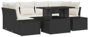 vidaXL Σετ Καναπέ Κήπου 7 Τεμαχίων με Μαξιλάρια Μαύρο Συνθετικό Ρατάν