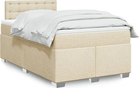 vidaXL Κρεβάτι Boxspring με Στρώμα Κρεμ 120x190 εκ. Υφασμάτινο