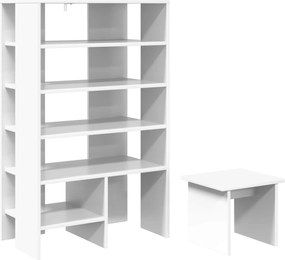 vidaXL Ντουλάπα Παπουτσιών με ράφι 2 pcs Λευκό Επεξεργασμένο ξύλο