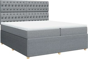 vidaXL Κρεβάτι Boxspring με Στρώμα Ανοιχτό Γκρι 200x200 εκ. Υφασμάτινο