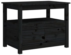 vidaXL Τραπεζάκι Σαλονιού Μαύρο 71 x 49 x 55 εκ. Μασίφ Ξύλο Πεύκου
