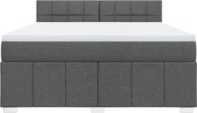 vidaXL Κρεβάτι Boxspring με Στρώμα Σκούρο Γκρι 180x200 εκ Υφασμάτιν