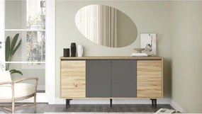 Μπουφές Augusta pakoworld oak-ανθρακί 160x40x78.5εκ