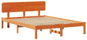 vidaXL Κρεβάτι με Κεφαλάρι καφέ κηρωμένο 150x200 εκ. από μασίφ ξύλο πεύκου