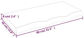 Ράφι Τοίχου Σκούρο Καφέ 80x40x(2-6) εκ. Επεξ. Μασίφ Ξύλο Δρυός - Καφέ