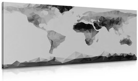 Εικόνα του παγκόσμιου χάρτη σε πολυγωνικό στυλ σε ασπρόμαυρο - 120x60