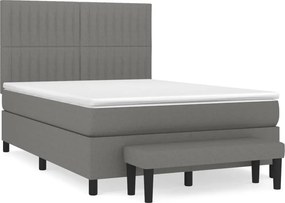 vidaXL Κρεβάτι Boxspring με Στρώμα Σκούρο Γκρι 140x200 εκ Υφασμάτινο