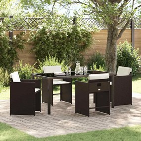vidaXL Σέτ φαγητού για κήπο 5 pcs Καφέ συνθετικό ρατάν