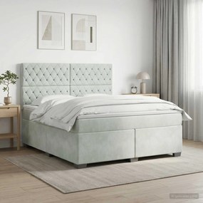 vidaXL Κρεβάτι box spring με στρώμα Ανοιχτό γκρι 140 x 190 cm Βελούδο