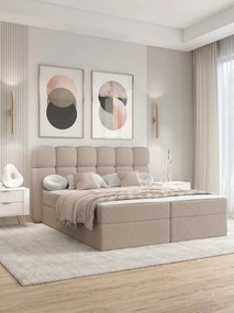 Επενδυμένο Κρεβάτι Softi II-Μπεζ-160 x 200