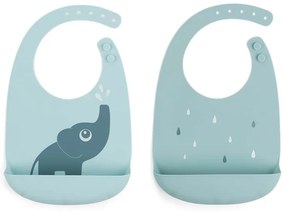 Σαλιάρες σιλικόνης Done By Deer σετ 2 τμχ Elphee Blue