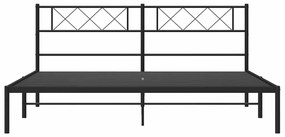 vidaXL Πλαίσιο Κρεβατιού με Κεφαλάρι Μαύρο 193 x 203 εκ. Μεταλλικό