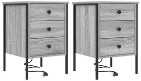 vidaXL Κουτιά Κρεβατοκάμαρας 2 pcs Γκρι sonoma 42 x 41 x 61 εκ