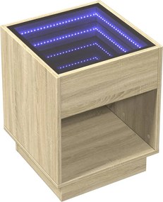 vidaXL Κομοδίνο Άπειρο Φως LED Sonoma Δρυς 40x40x50 εκ.