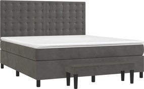 vidaXL Κρεβάτι Boxspring με Στρώμα Σκούρο Γκρι 180x200 εκ. Βελούδινο