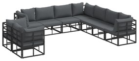 vidaXL Σετ Καναπέ Κήπου 9 pcs Μαύρο 283 x 283 x 71 εκ. Αλουμίνιο