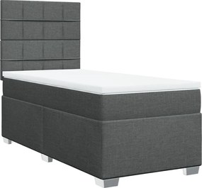 vidaXL Κρεβάτι Boxspring με Στρώμα Σκούρο Γκρι 100x200 εκ. Υφασμάτινο