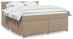 vidaXL Κρεβάτι Boxspring με Στρώμα Καπουτσίνο 180x200 εκ. Συνθ. Δέρμα